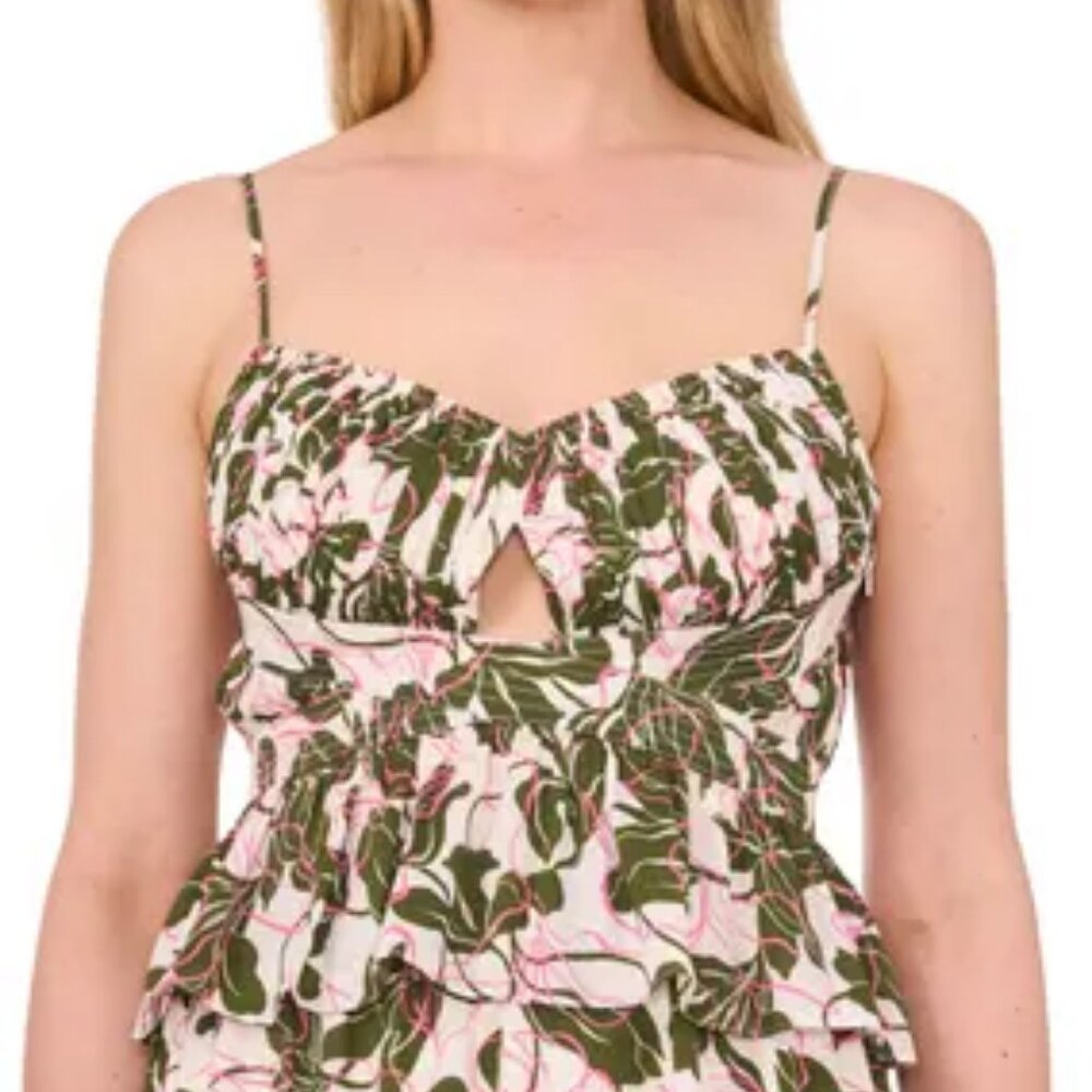 Parker floral print Peplum cutout Top